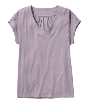 Women's Organic Cotton Tee, V-Neck Cap-Sleeve