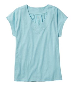 Women's Organic Cotton Tee, V-Neck Cap-Sleeve