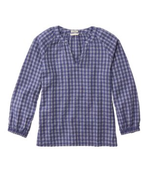 Women's Bean's Seacoast Seersucker Splitneck Shirt, New
