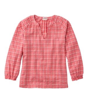 Women's Bean's Seacoast Seersucker Splitneck Shirt, New