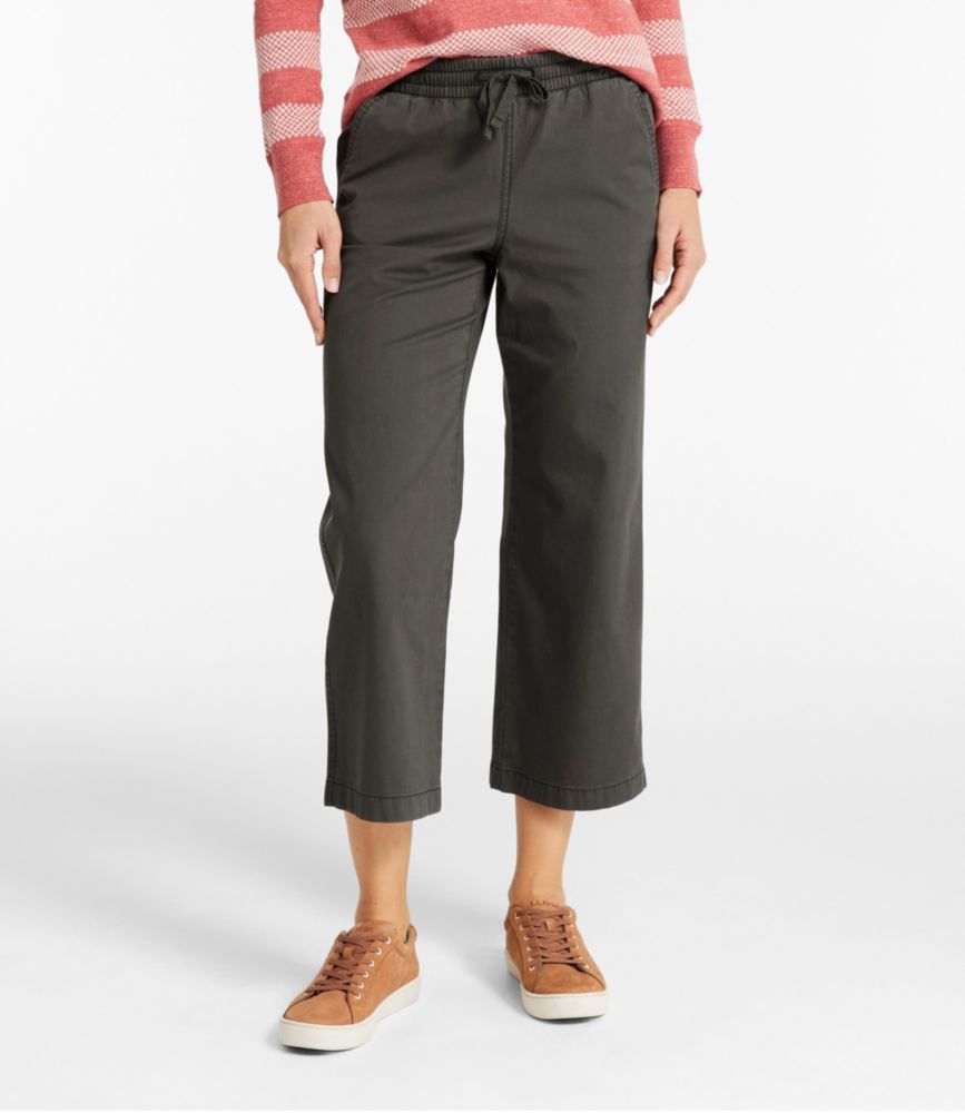 Women's Lakewashed Pull-on Chinos, Mid-Rise Wide-Leg Crop