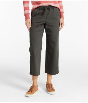 Women's Lakewashed Pull-on Chinos, Mid-Rise Wide-Leg Crop
