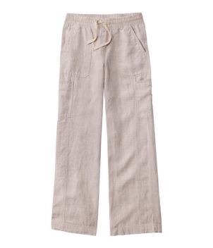 Women's Premium Linen Breezy Pull-On Utility Pants, Mid-Rise Wide-Leg, New