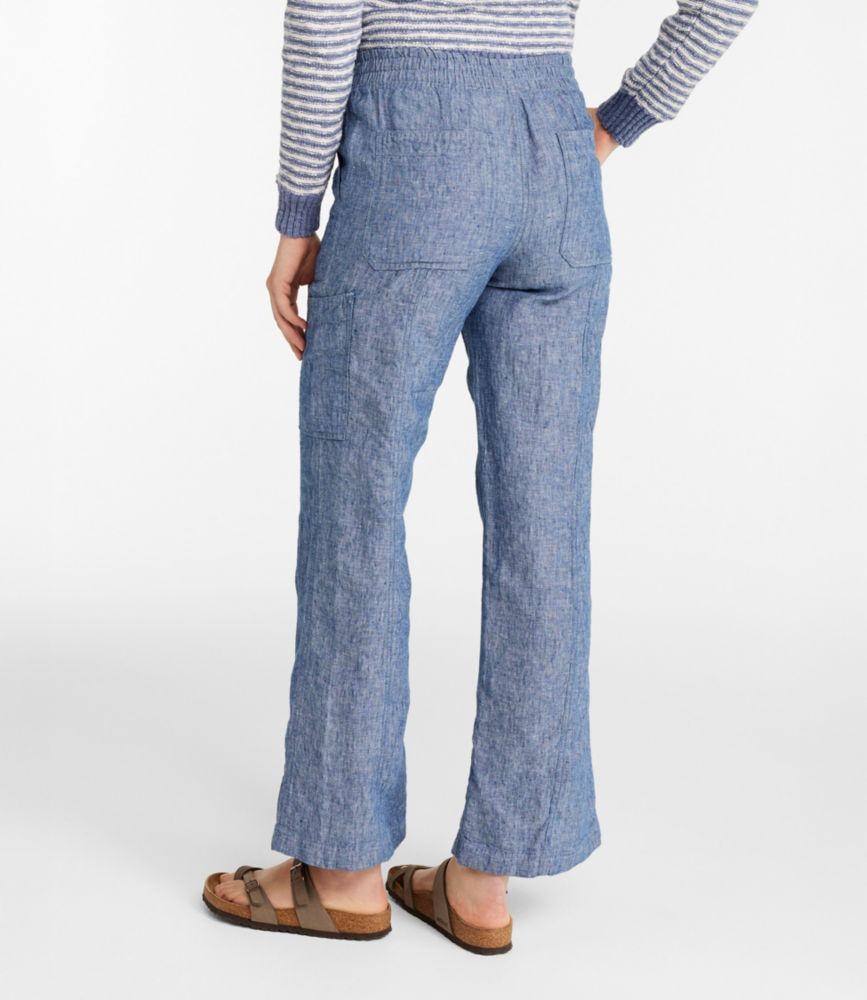 Women's Premium Linen Breezy Pull-On Utility Pants, Mid-Rise Wide-Leg
