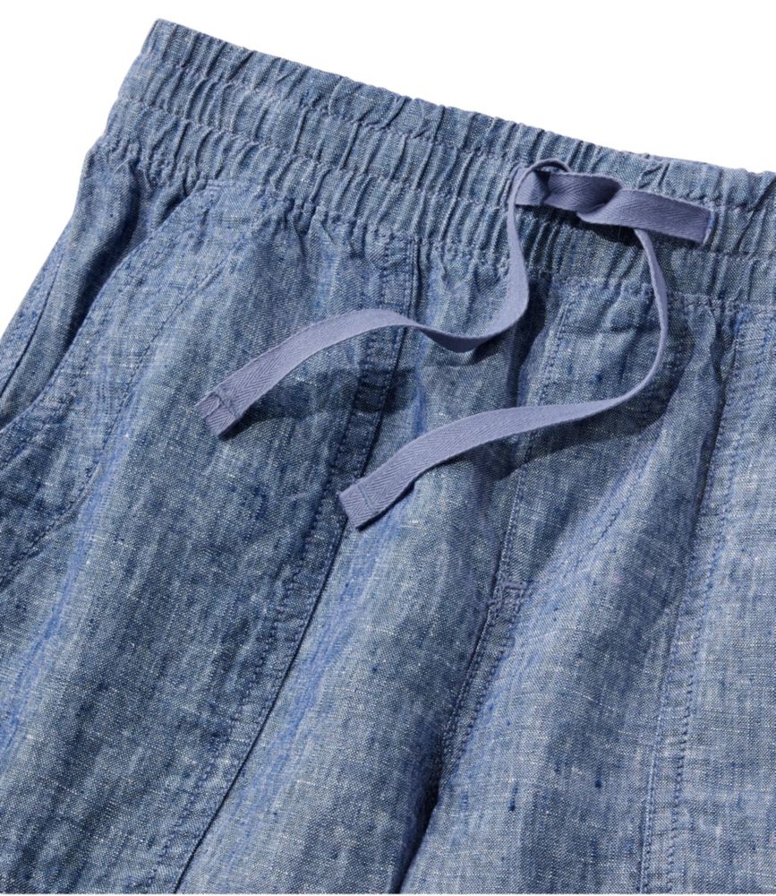 Women's Premium Linen Breezy Pull-On Utility Pants, Mid-Rise Wide-Leg