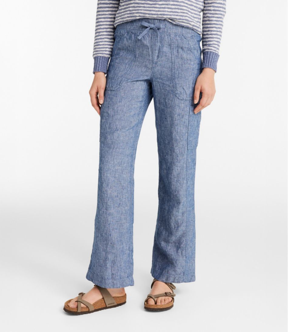 Women's Premium Linen Breezy Pull-On Utility Pants, Mid-Rise Women's Premium Linen Breezy Pull-On Utility Pants, Mid-Rise
