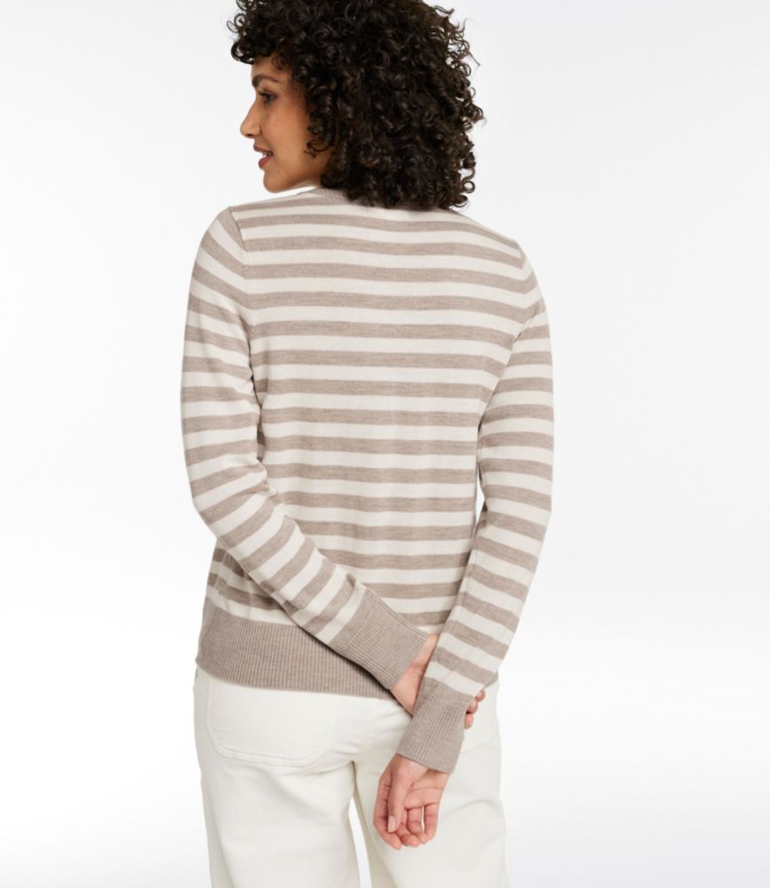 Women's Essential Merino Wool Sweater, Crewneck, Classic Navy/Cream, small image number 3
