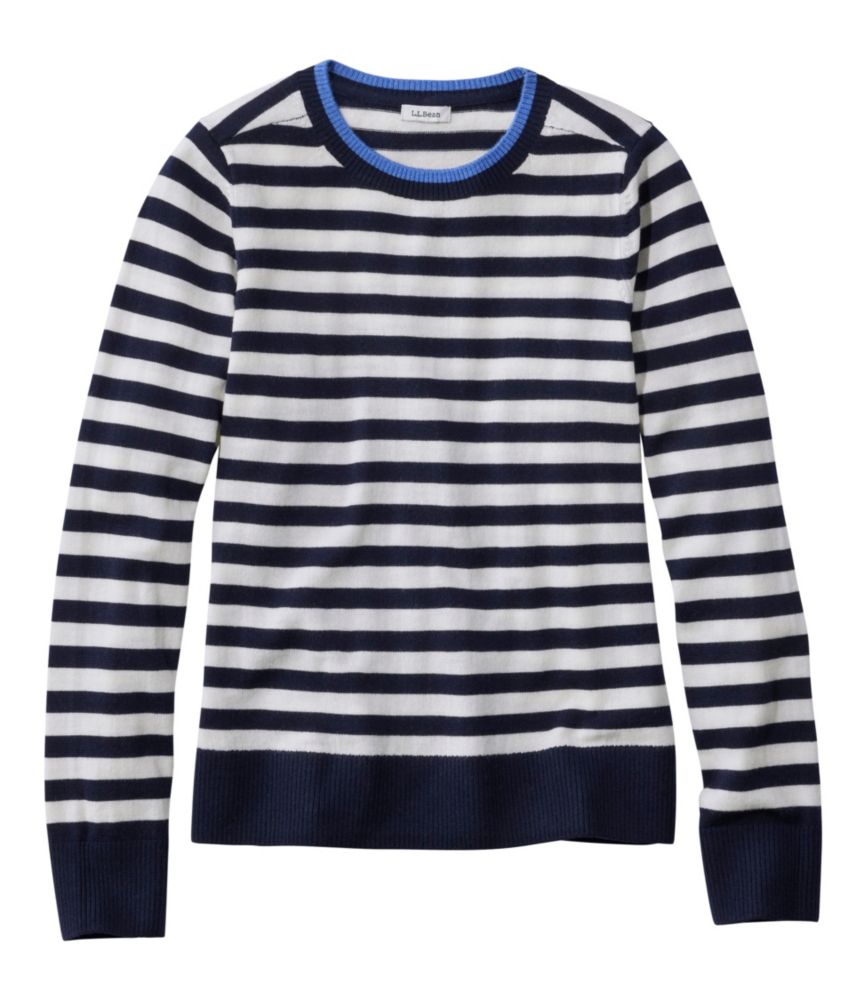 Women's Essential Merino Wool Sweater, Crewneck, Classic Navy/Cream, small image number 1
