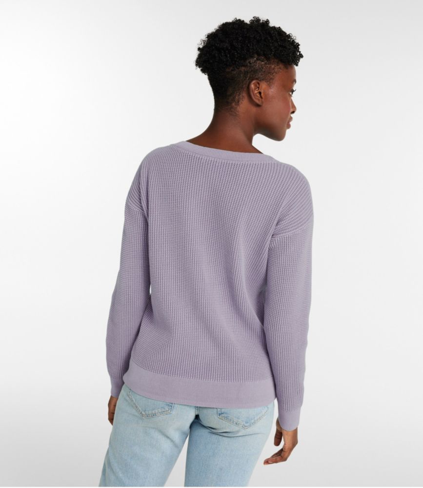 Women's Sunwashed Waffle Sweater, Pullover, Foggy Blue, small image number 3