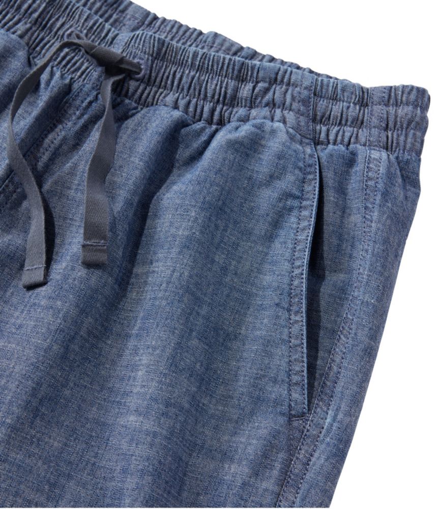 Women's Lakewashed Pull-On Chinos, Mid-Rise Wide-Leg Crop Chambray, Dark Chambray, small image number 5