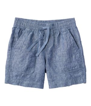 Women's Premium Washable Linen Shorts, Mid-Rise 6", New