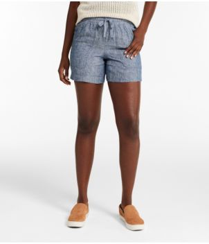 Women's Premium Washable Linen Shorts, Mid-Rise 6", New