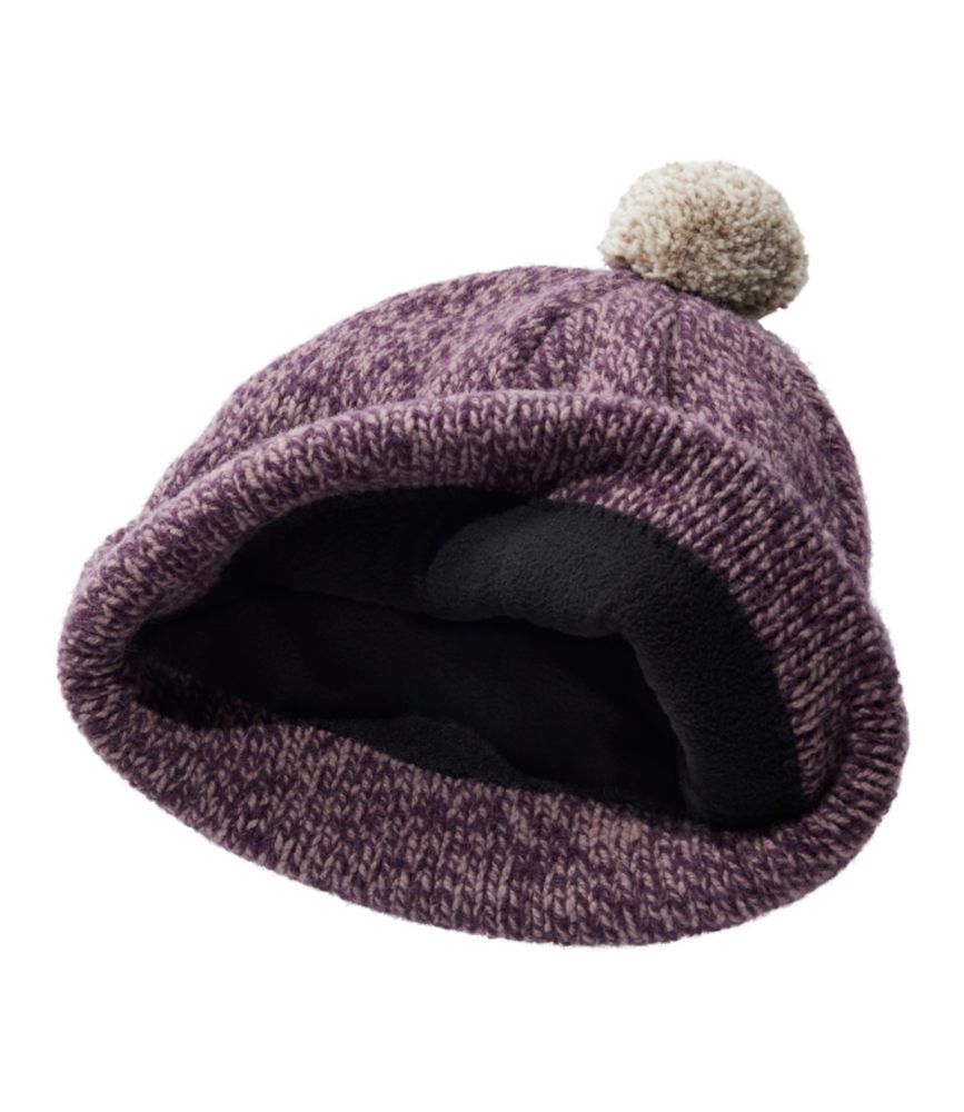 Adults' Ragg Wool Pom Hat, Smoky Mauve/Eggplant, small image number 2