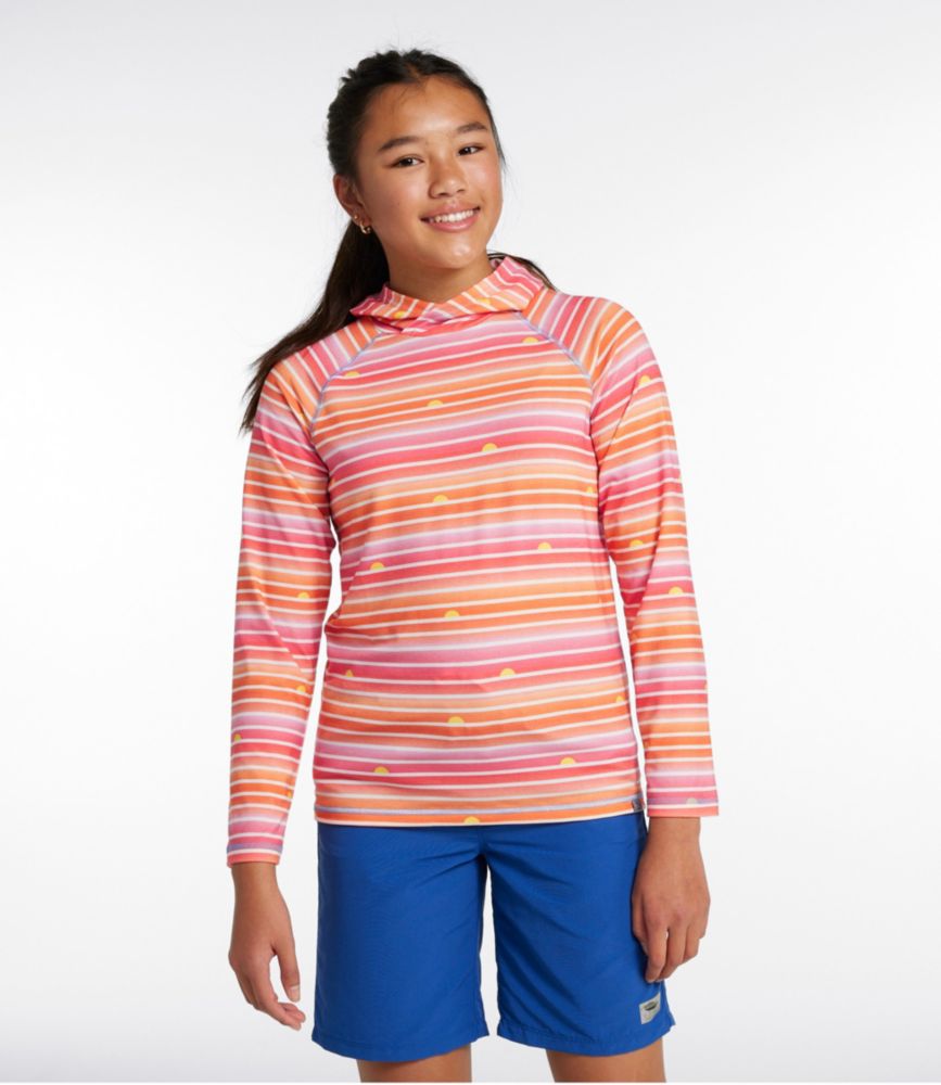 Kids' Everyday SunSmart® Hooded Tee, Long-Sleeve Stripe, Cool Blue, small image number 2