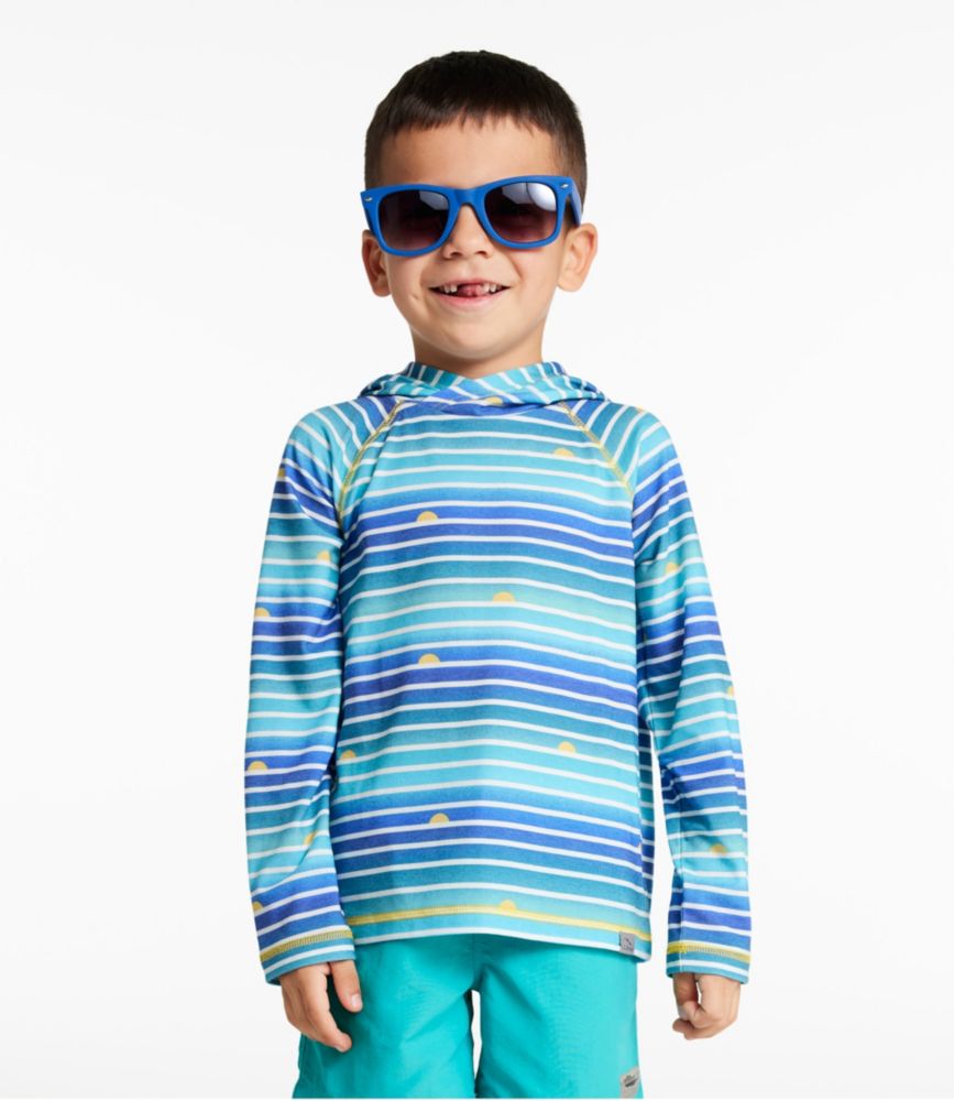 Kids' Everyday SunSmart® Hooded Tee, Long-Sleeve Stripe, Cool Blue, small image number 3