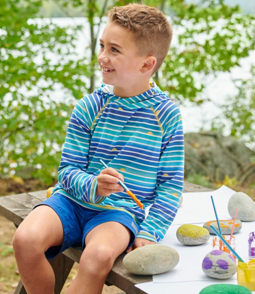 Kids' Everyday SunSmart® Hooded Tee, Long-Sleeve Stripe, Cool Blue, small image number 6
