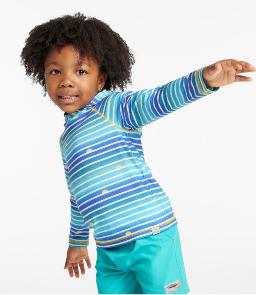 Toddlers' Everyday SunSmart® Hooded Tee, Long-Sleeve Stripe, Cool Blue, small image number 2