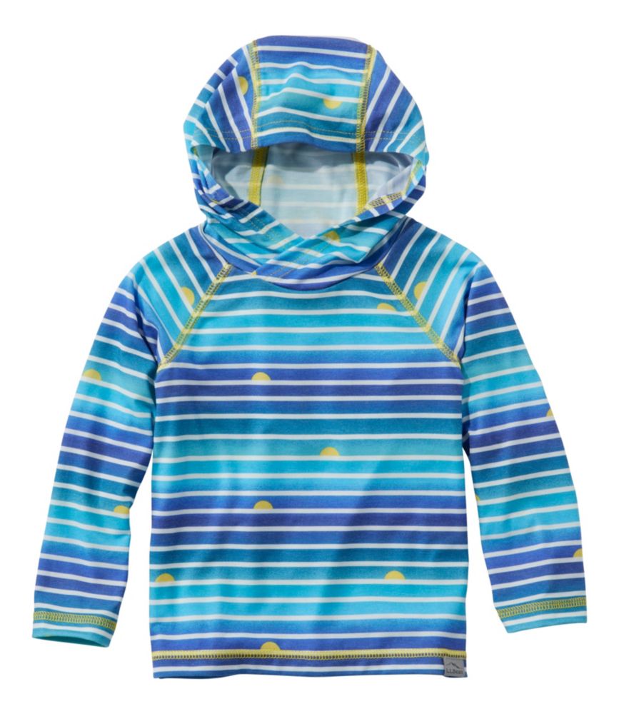 Toddlers' Everyday SunSmart® Hooded Tee, Long-Sleeve Stripe, Cool Blue, small image number 1