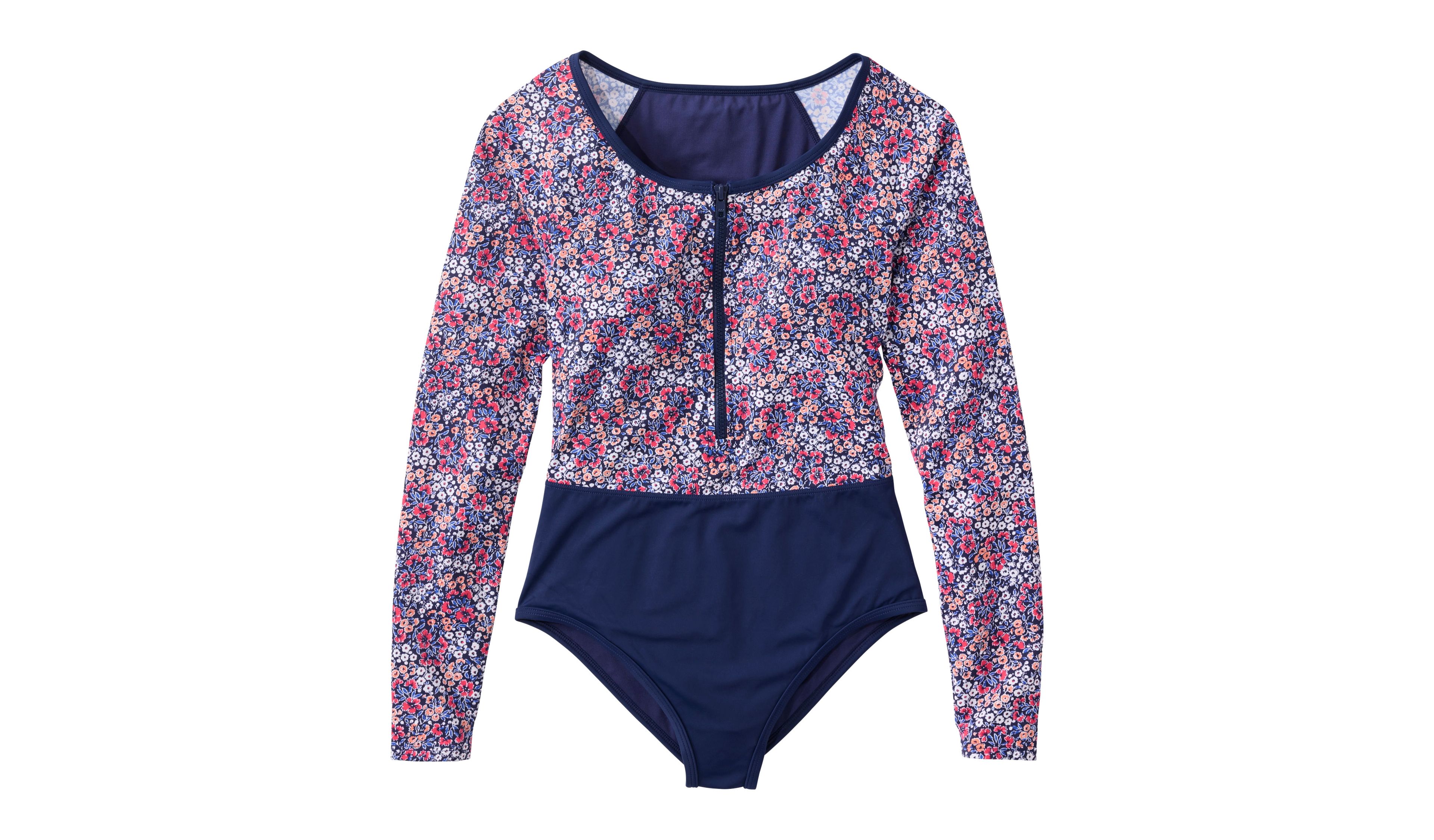 Women's Coastal Essentials Swimwear, Long-Sleeve Tanksuit Print