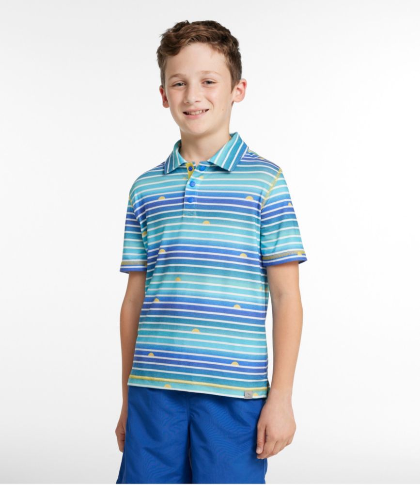 Kids' Everyday SunSmart® Polo, Print, Cool Blue, small image number 2