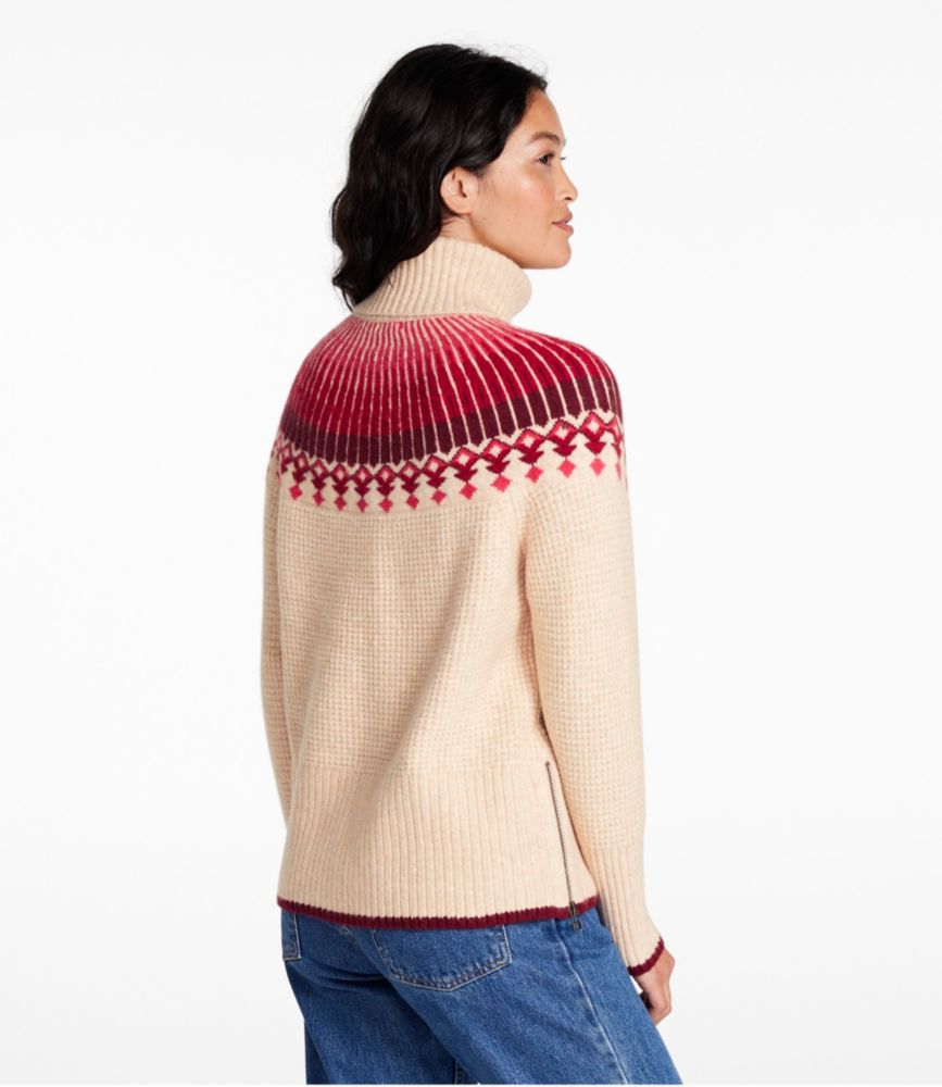 Women's SuperSoft Waffle Sweater, Turtleneck Fair Isle, Oatmeal Heather Fair Isle, small image number 3