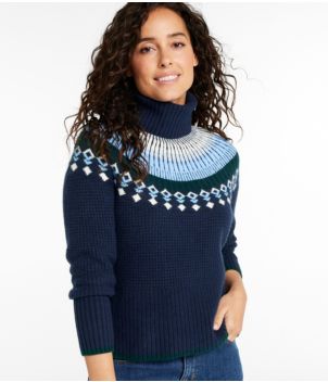 Women's SuperSoft Waffle Sweater, Turtleneck Fair Isle