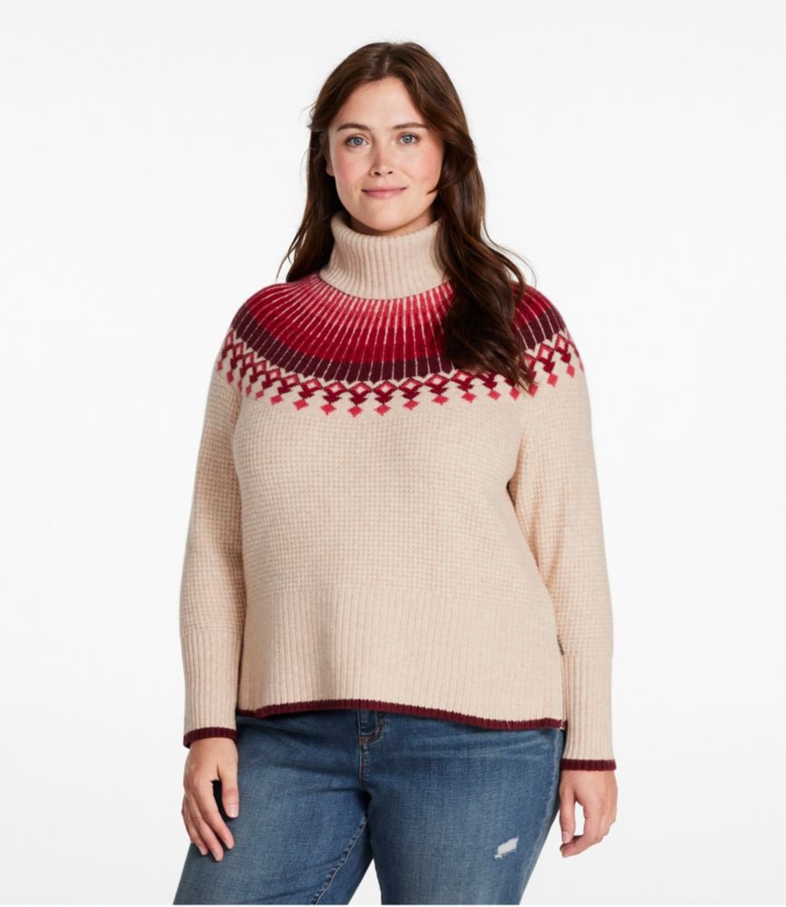 Women's SuperSoft Waffle Sweater, Turtleneck Fair Isle, Classic Navy/Mariner Blue Fair Isle, small image number 2