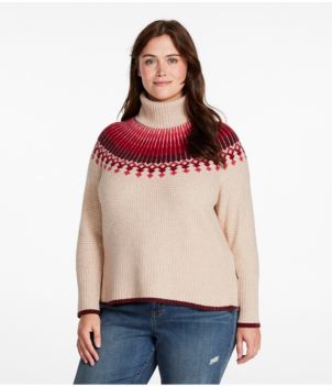 Women's SuperSoft Waffle Sweater, Turtleneck Fair Isle, New