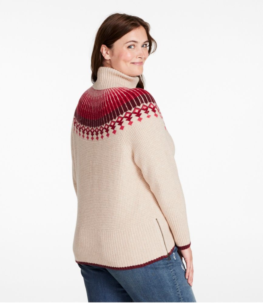 Women's SuperSoft Waffle Sweater, Turtleneck Fair Isle, Oatmeal Heather Fair Isle, small image number 3