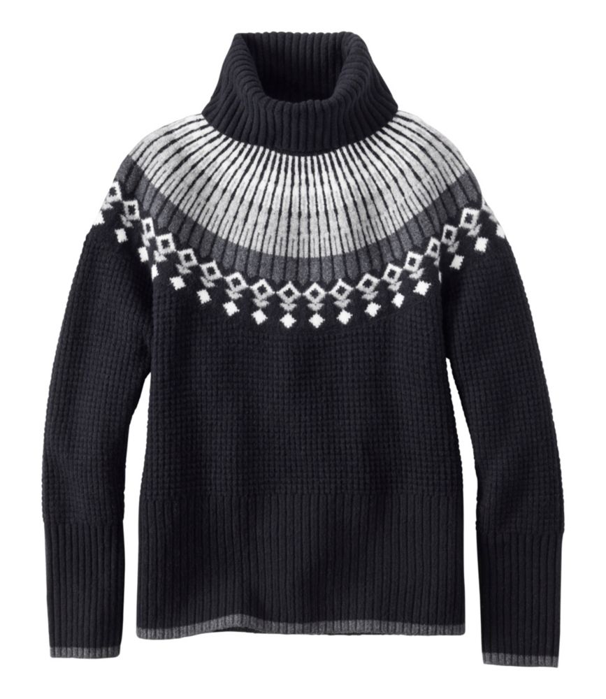 Women's SuperSoft Waffle Sweater, Turtleneck Fair Isle