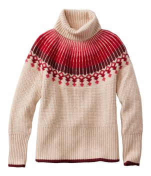 Women's SuperSoft Waffle Sweater, Turtleneck Fair Isle, New