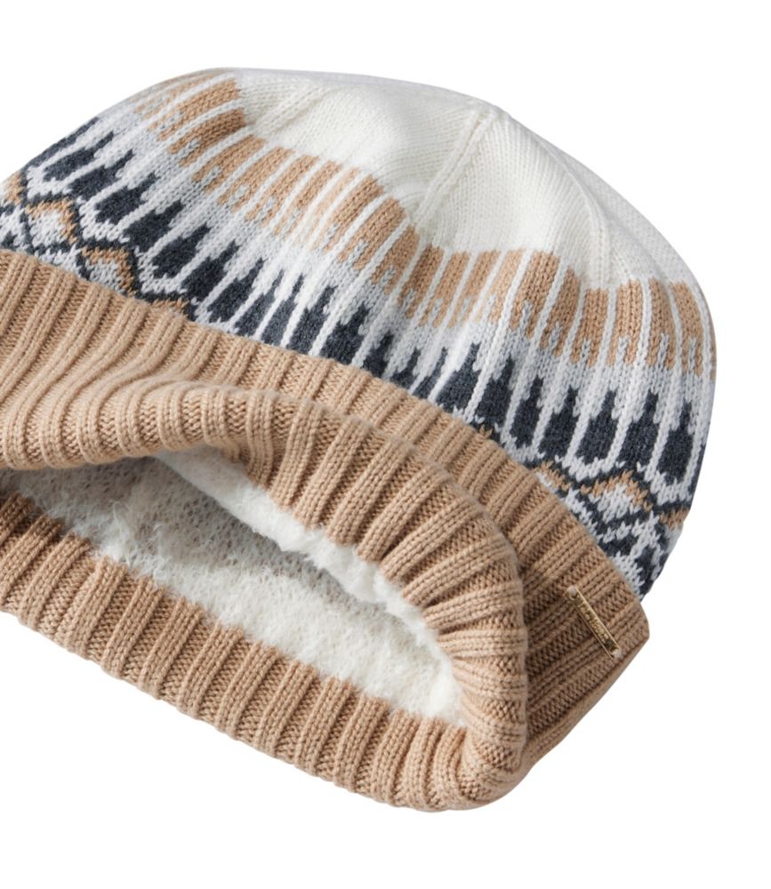 Women's Heritage Fair Isle Hat, Cream/Honey Brown, small image number 2