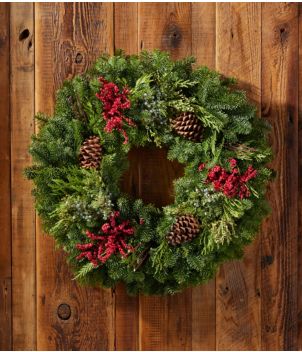 Woodland Canella Berry Wreath, 24", New
