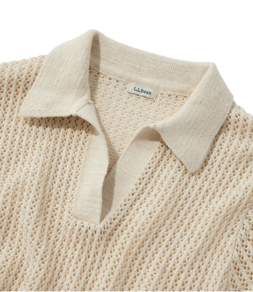 Women's Organic Cotton Slub Pointelle Sweater, Polo, Dark Twilight Blue, small image number 4