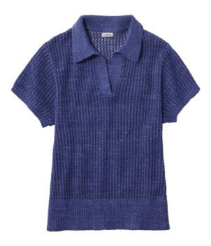 Women's Organic Cotton Slub Pointelle Sweater, Polo, New
