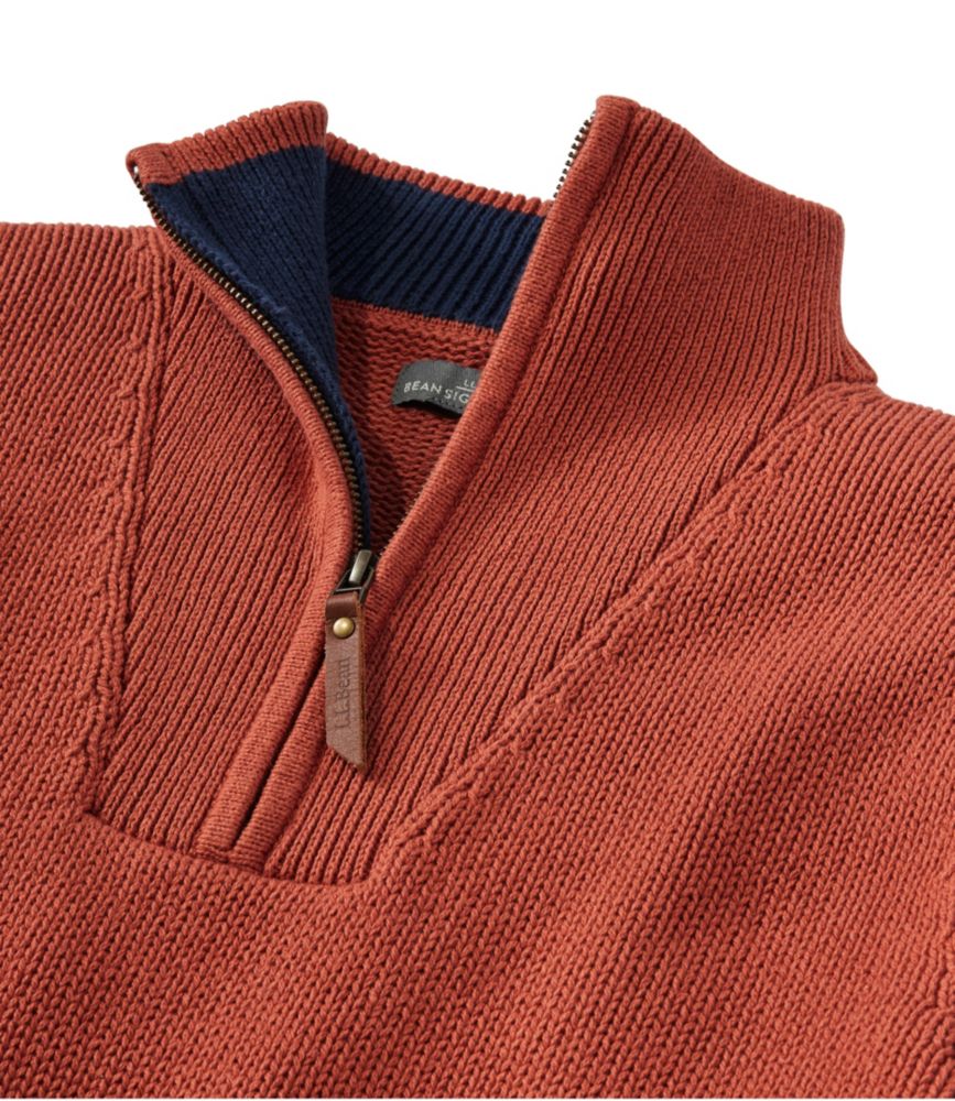 Men's Signature Organic Cotton Sweater, Quarter-Zip, Faded Redwood, small image number 4