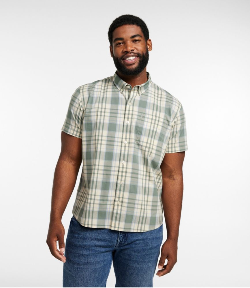Men's Signature Stretch Poplin Shirt, Short-Sleeve, Slim Fit, Faded Orange, small image number 4