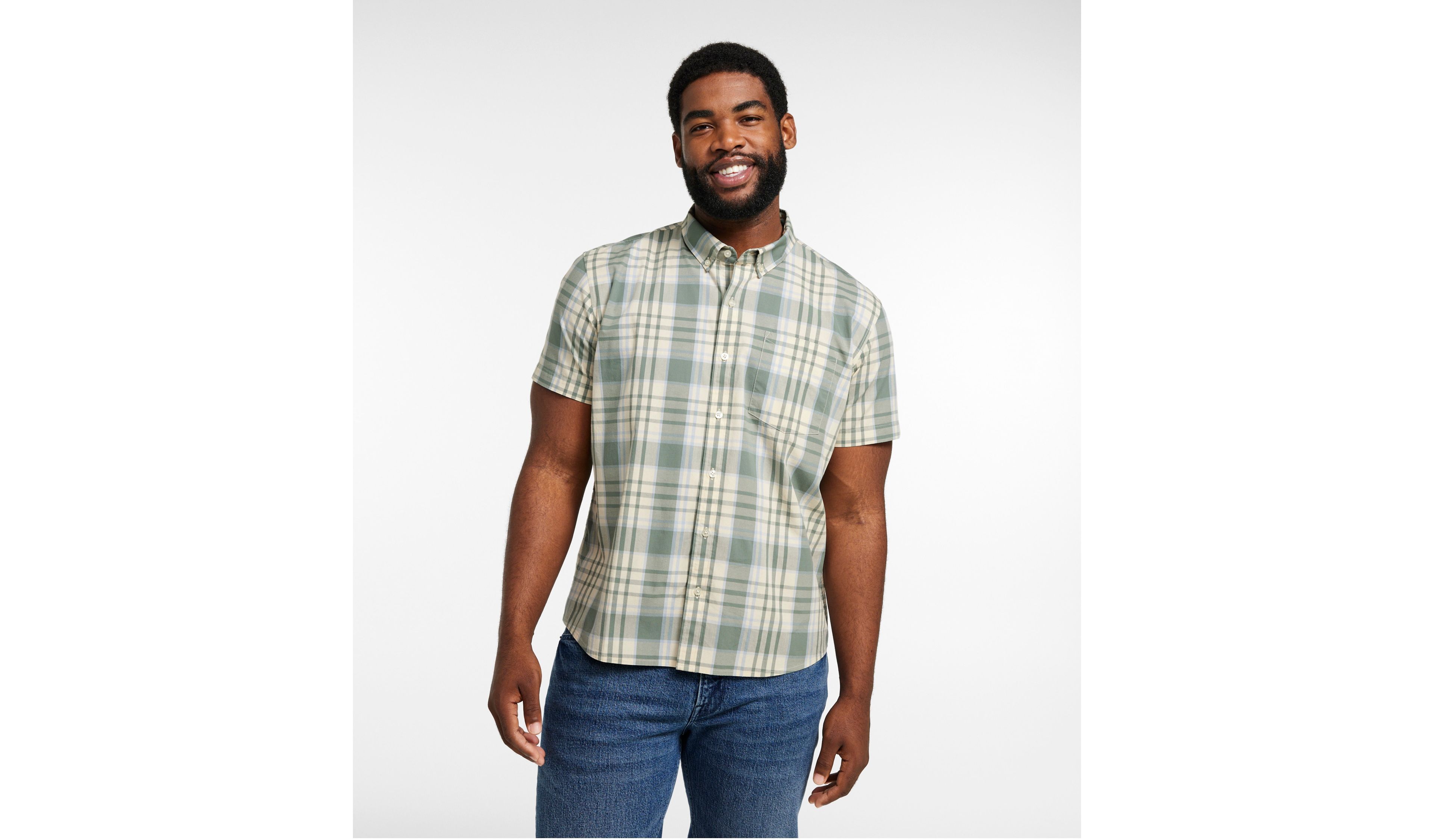 Men's Signature Stretch Poplin Shirt, Slim Fit, Short-Sleeve