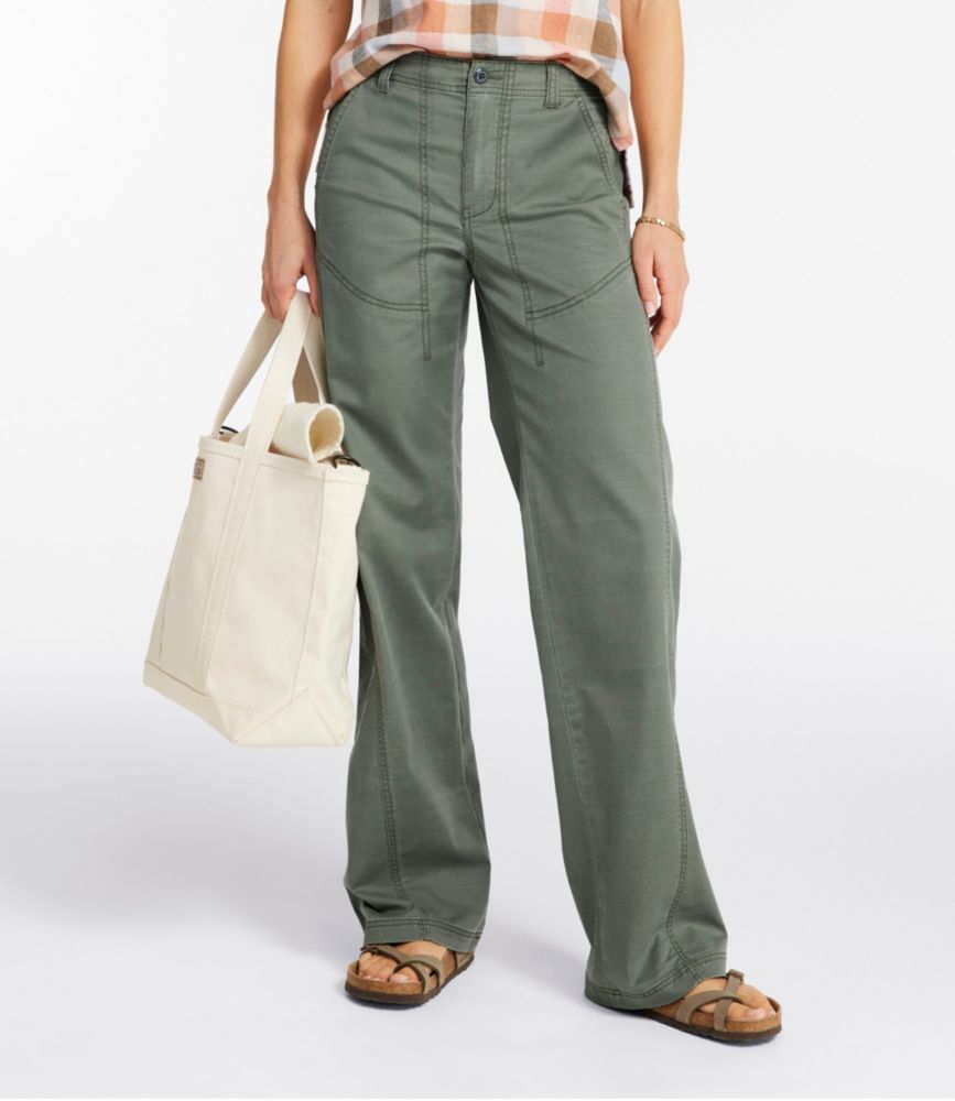 Women's Signature Cotton/TENCEL Utility Pants, High-Rise Wide-Leg