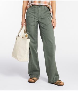 Women's Signature Cotton/TENCEL Utility Pants, High-Rise Wide-Leg, New