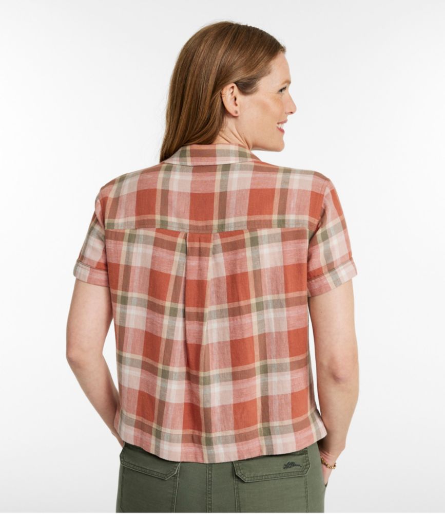 Women's Signature Hemp/Cotton Camp Shirt, Short-Sleeve, Iron Blue Check, small image number 3