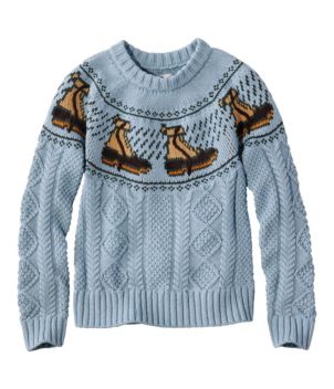 Women's Signature Cotton Fisherman Sweater, Crewneck Novelty