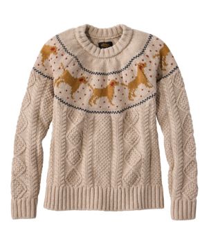 Women's Signature Cotton Fisherman Sweater, Crewneck Novelty