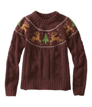 Women's Signature Cotton Fisherman Sweater, Crewneck Novelty