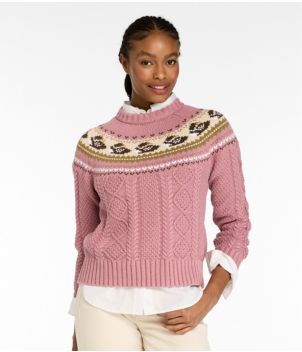 Women's Signature Cotton Fisherman Sweater, Crewneck Novelty