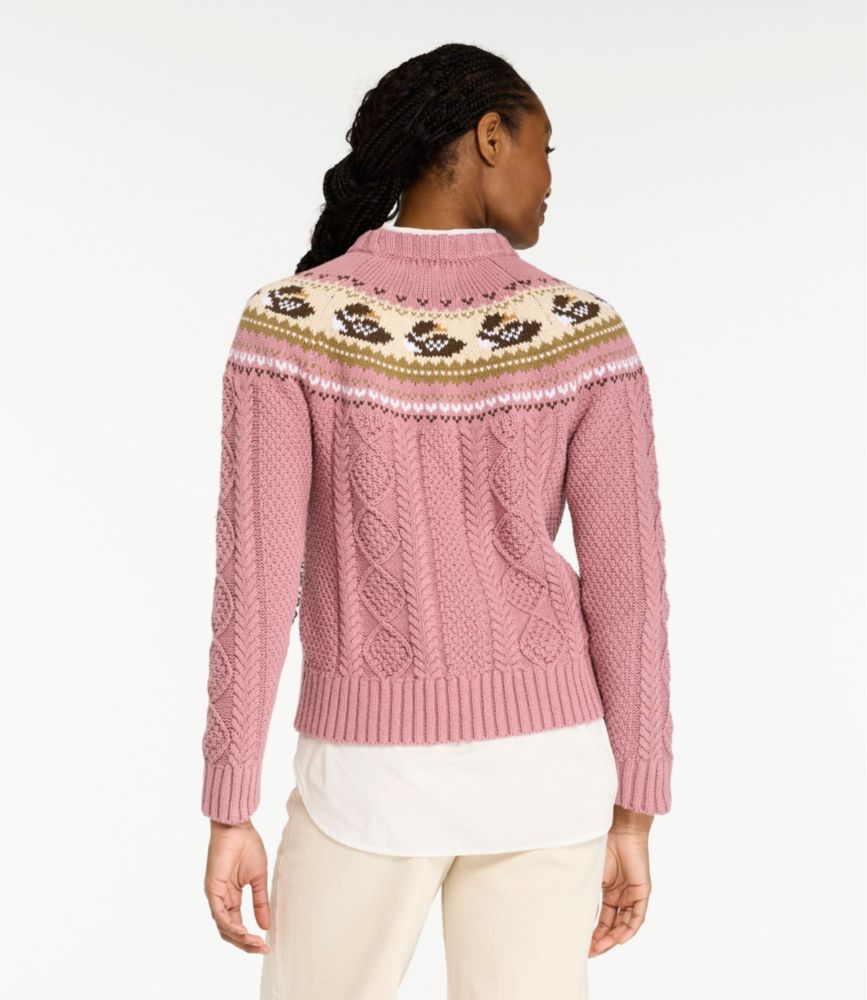 Women's Signature Cotton Fisherman Sweater, Crewneck Novelty