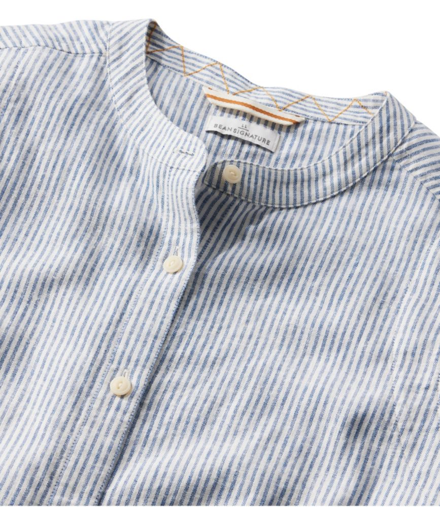 Women's Signature Linen-Blend Button-Front Shirt, Sleeveless, Indigo Ink, small image number 4