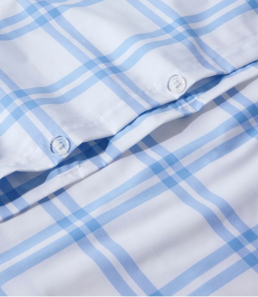 280-Thread-Count Pima Cotton Percale Comforter Cover Collection, Windowpane, White/Lake, small image number 3