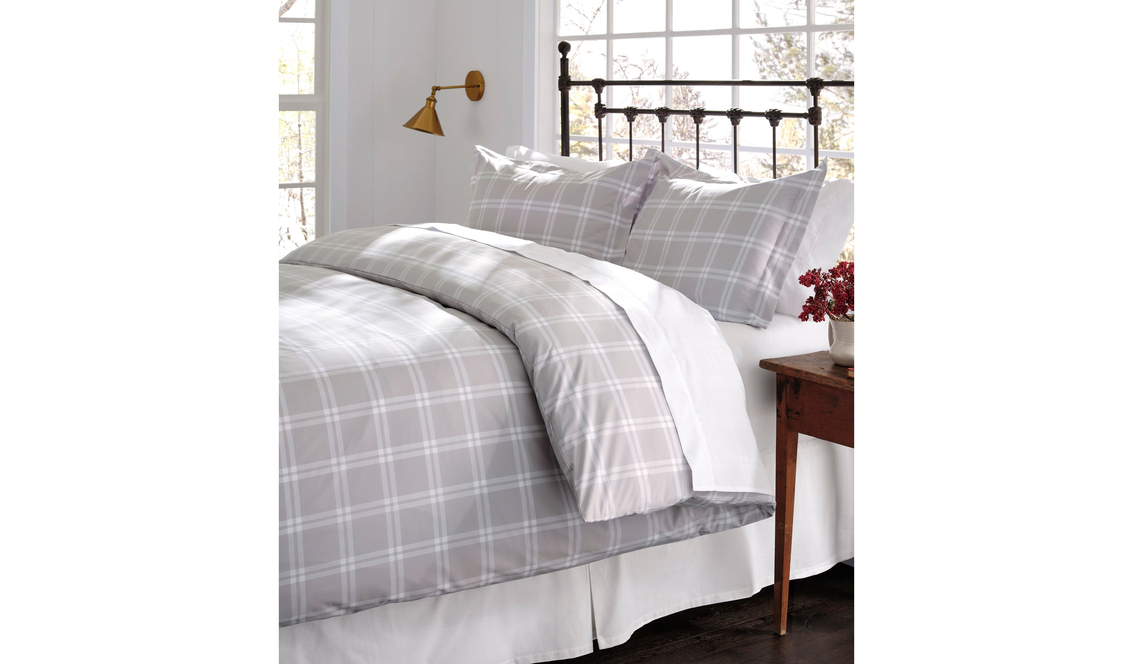 280-Thread-Count Pima Cotton Percale Comforter Cover Collection, Windowpane