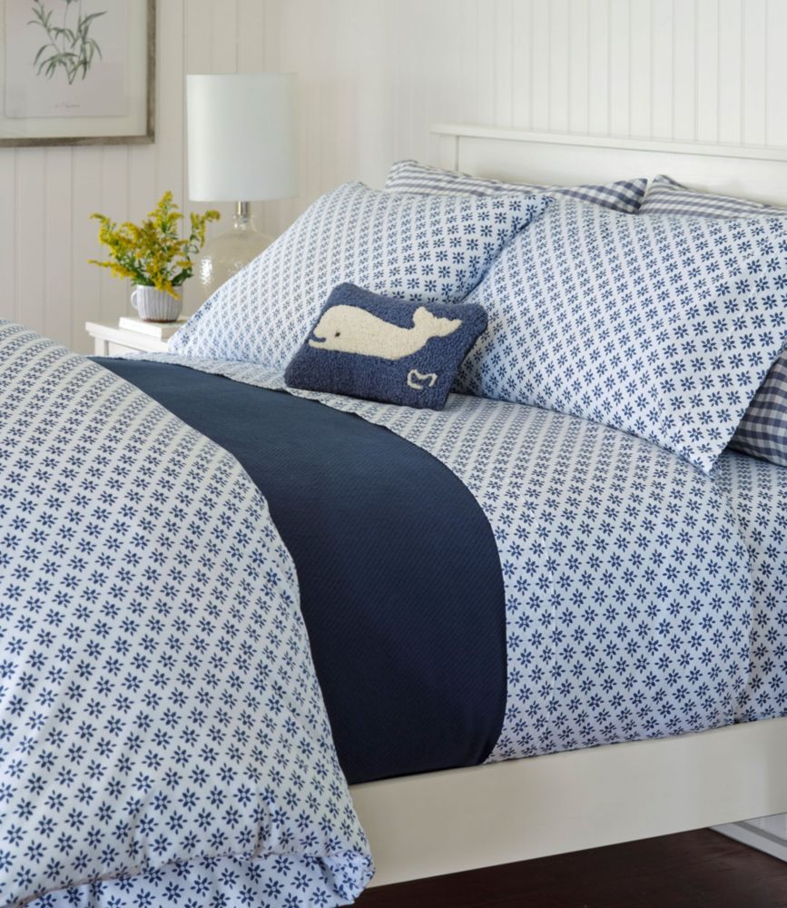 Sunwashed Percale Sheet Collection, Block Floral Print, Vintage Indigo, small image number 2